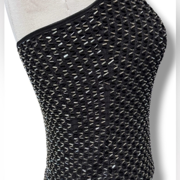 CACHÉ Black Beaded Cropped Halter VINTAGE - Picture 3 of 10